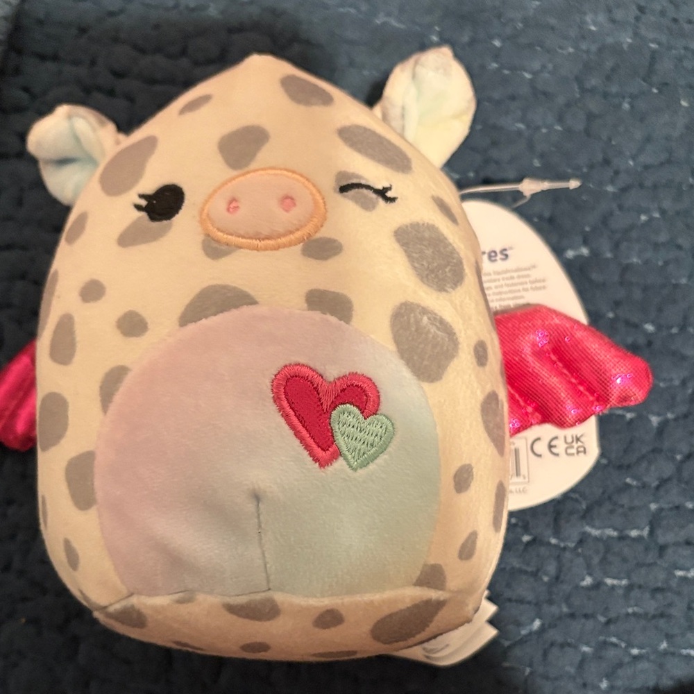 Charaka  5” Squishmallow with Pink and Gray Spots
